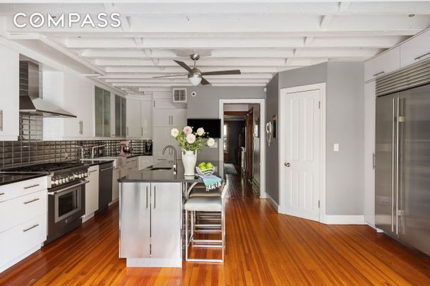 Interior, Kitchen, Stainless Steel Appliances, Wood Texture Flooring