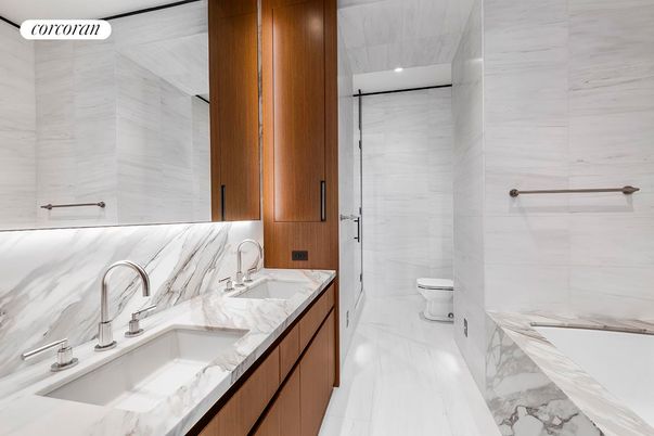 Bathroom, Dual Sink Vanities, Interior, Marble, Marble Walls