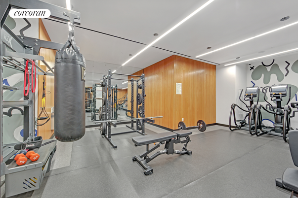 Fitness Equipment, Gym, Interior, Recessed Lighting, Wooden Walls
