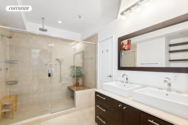 Bathroom, Dual Sink Vanities, Glass Shower, Interior, Recessed Lighting