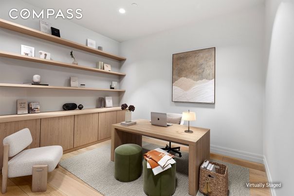 Home Office, Interior, Recessed Lighting, Wood Texture Flooring