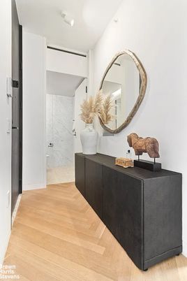 Bathroom, Interior, Marble Walls, Wood Texture Flooring