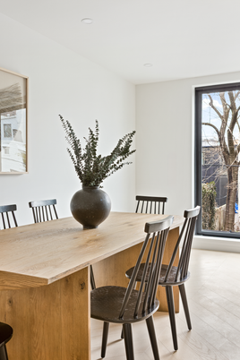 Dining room, Interior, Recessed Lighting, Wood Texture Flooring