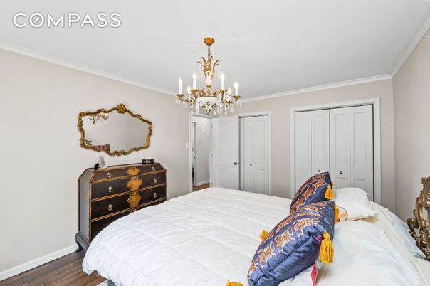 Bedroom, Chandelier, Interior, Wood Texture Flooring
