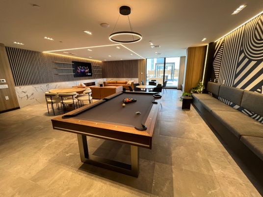 Billiard Table, Game Room, Interior, Pendant Lights, Recessed Lighting
