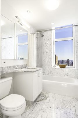 Bathroom, Interior, Marble, Marble Walls, Recessed Lighting