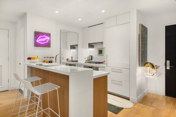 Interior, Kitchen, Recessed Lighting, Wood Texture Flooring