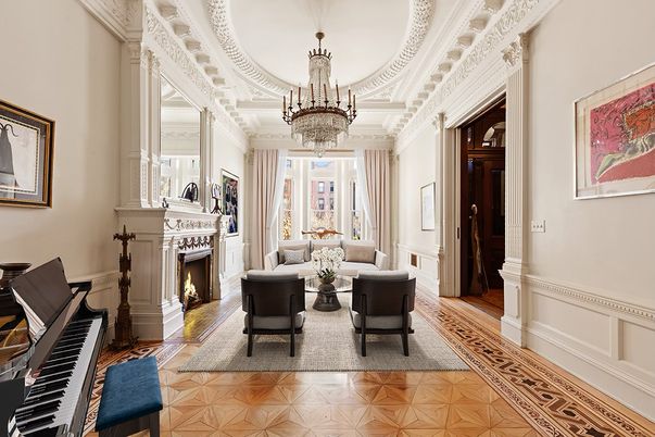Chandelier, Fireplace, Interior, Living room, Piano, Wood Texture Flooring