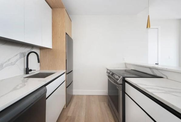 Interior, Kitchen, Pendant Lights, Wood Texture Flooring