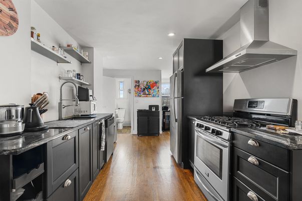 Interior, Kitchen, Recessed Lighting, Wood Texture Flooring