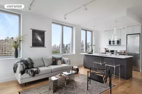 Interior, Kitchen, Living room, Pendant Lights, Stainless Steel Appliances, Wood Texture Flooring