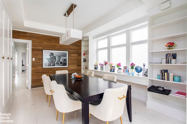 Dining room, Interior, Pendant Lights, Wood Texture Flooring, Wooden Walls