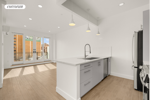 Interior, Kitchen, Pendant Lights, Recessed Lighting, Wood Texture Flooring