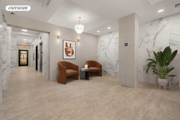 Chandelier, Elevator, Interior, Marble Walls, Recessed Lighting