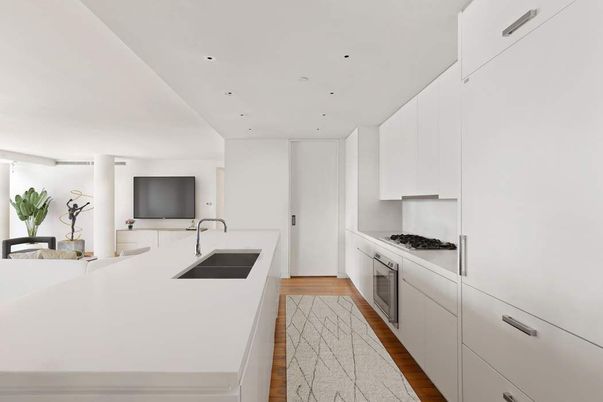Interior, Kitchen, Recessed Lighting, Wood Texture Flooring