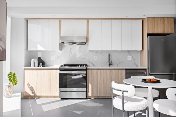 Interior, Kitchen, Marble Walls, Stainless Steel Appliances
