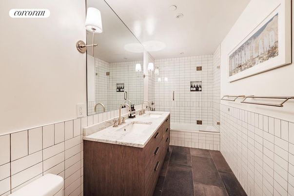 Bathroom, Dual Sink Vanities, Interior, Pendant Lights, Recessed Lighting