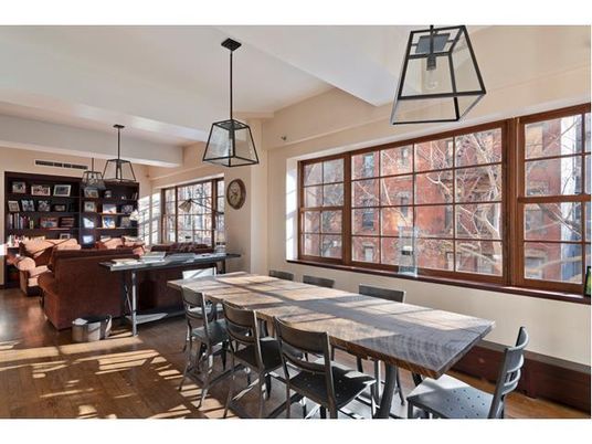 Dining room, Interior, Living room, Pendant Lights, Wood Texture Flooring