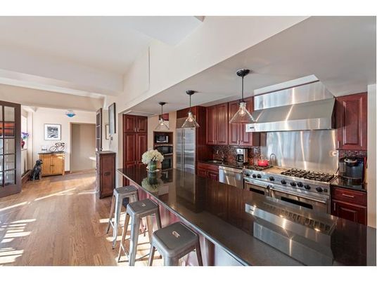 Interior, Kitchen, Pendant Lights, Stainless Steel Appliances, Wood Texture Flooring