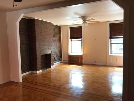 Empty room, Fireplace, Interior, Stone Walls, Wood Texture Flooring