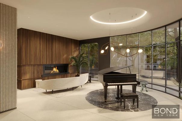 Fireplace, Interior, Living room, Pendant Lights, Piano, Recessed Lighting