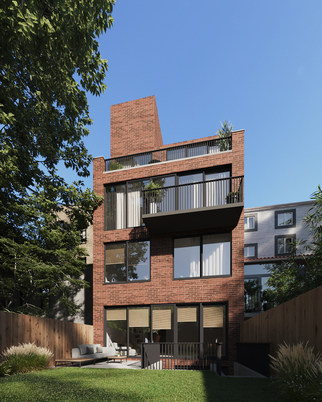 Exterior, Facade, Brick Facade, Modern