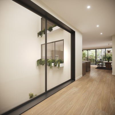 Dining room, Interior, Pendant Lights, Recessed Lighting, Wood Texture Flooring