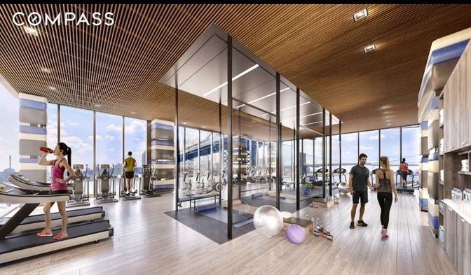 Fitness Equipment, Gym, Interior, Recessed Lighting, Wood Texture Flooring