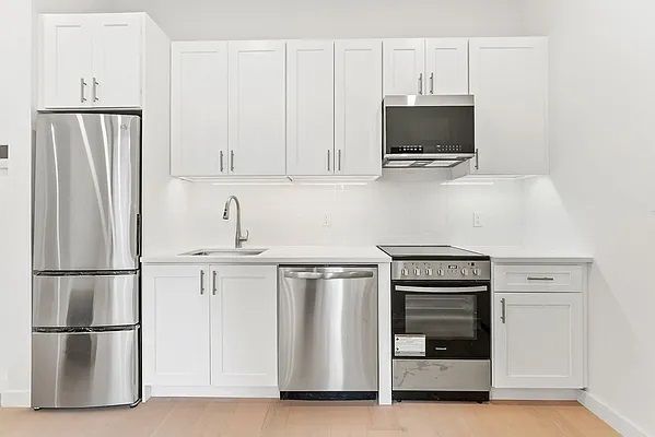 Interior, Kitchen, Stainless Steel Appliances, Wood Texture Flooring