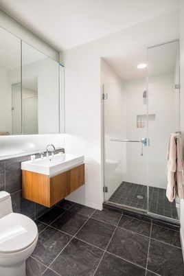 Bathroom, Glass Shower, Interior, Recessed Lighting