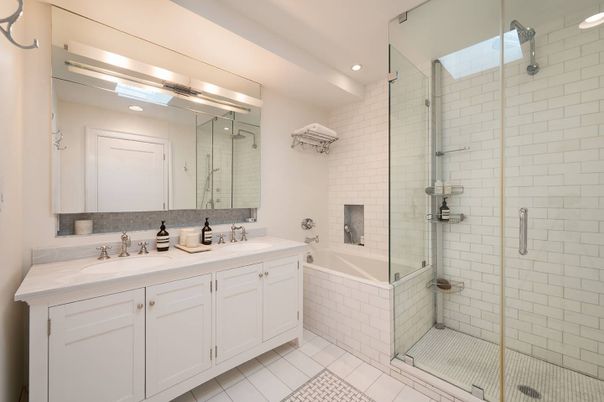 Bathroom, Dual Sink Vanities, Glass Shower, Interior, Recessed Lighting