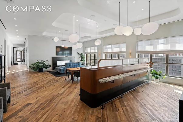 Interior, Kitchen, Pendant Lights, Recessed Lighting, Wood Texture Flooring