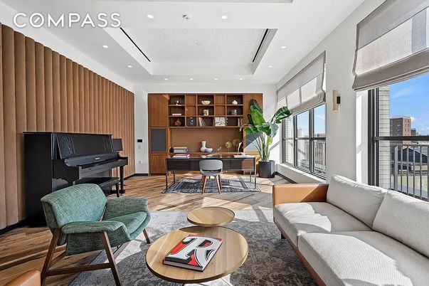 Home Office, Interior, Living room, Piano, Recessed Lighting, Wood Texture Flooring