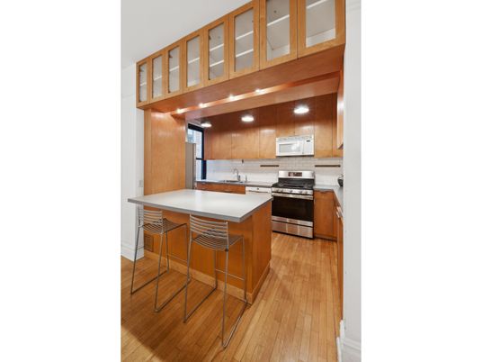 Interior, Kitchen, Recessed Lighting, Stainless Steel Appliances, Wooden Beams, Wooden Ceilings, Wood Texture Flooring