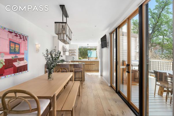 Dining room, Interior, Kitchen, Pendant Lights, Recessed Lighting, Wood Texture Flooring