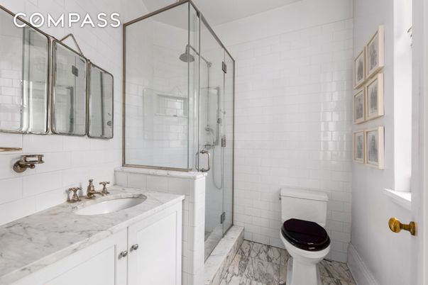 Bathroom, Dual Sink Vanities, Glass Shower, Interior, Marble