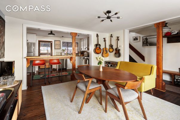 Dining room, Interior, Kitchen, Pendant Lights, Wood Texture Flooring