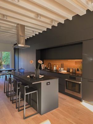 Dining room, Interior, Kitchen, Stainless Steel Appliances, Wood Texture Flooring