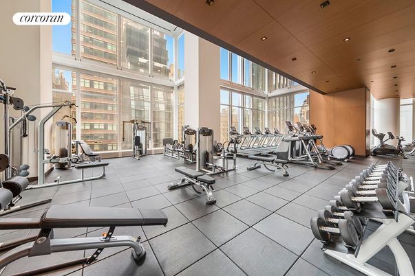 Fitness Equipment, Gym, Interior, Recessed Lighting, Wooden Ceilings