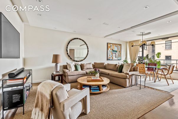 Dining room, Interior, Living room, Pendant Lights, Recessed Lighting, Wood Texture Flooring