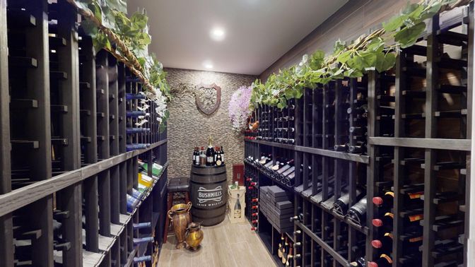 Interior, Recessed Lighting, Wine Storage, Wood Texture Flooring