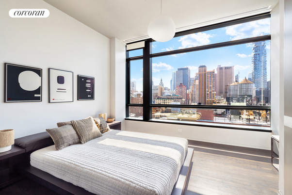 Bedroom, Interior, Pendant Lights, Wood Texture Flooring