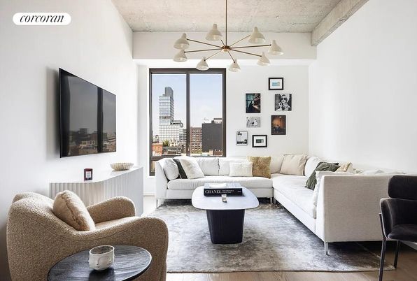 Interior, Living room, Pendant Lights, Wood Texture Flooring