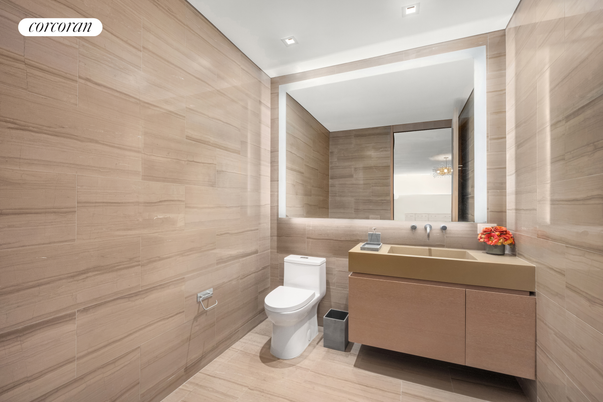 Bathroom, Interior, Recessed Lighting, Wood Texture Flooring