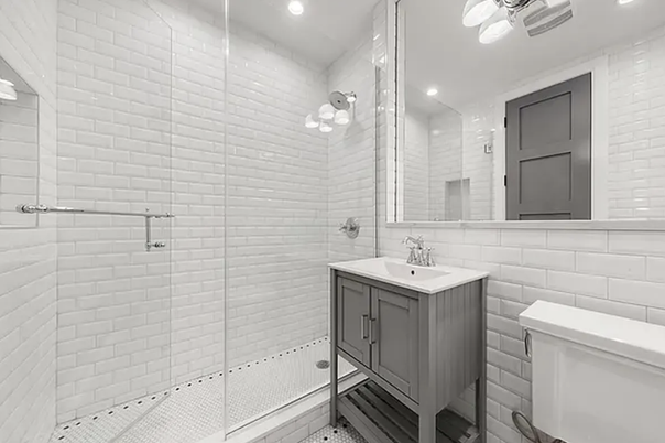 Bathroom, Glass Shower, Interior, Recessed Lighting