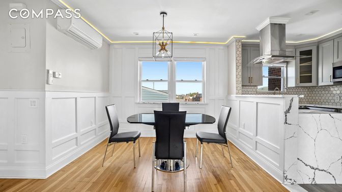 Dining room, Interior, Kitchen, Pendant Lights, Wood Texture Flooring