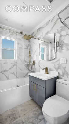 Bathroom, Glass Shower, Interior, Marble Walls, Recessed Lighting
