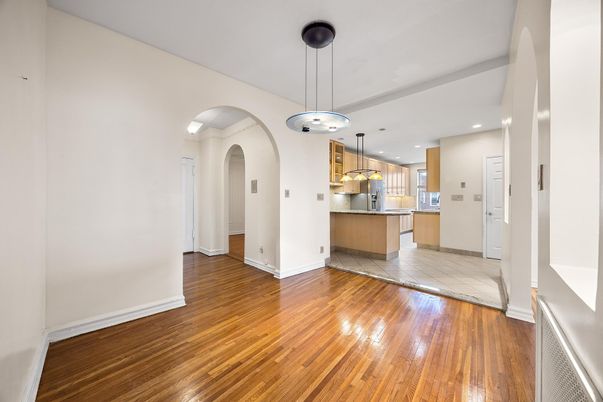 Interior, Kitchen, Pendant Lights, Recessed Lighting, Wood Texture Flooring