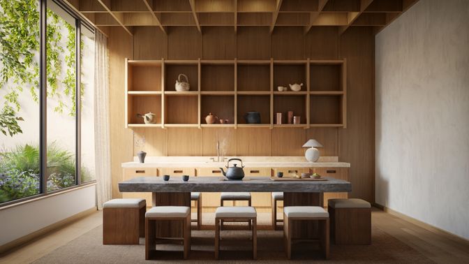 Home Office, Interior, Wood Texture Flooring