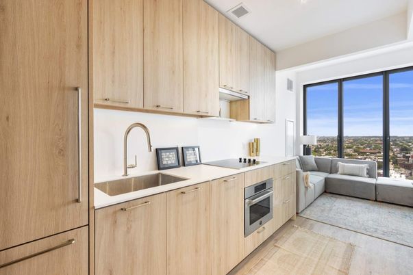 Interior, Kitchen, Living room, Stainless Steel Appliances, Wood Texture Flooring